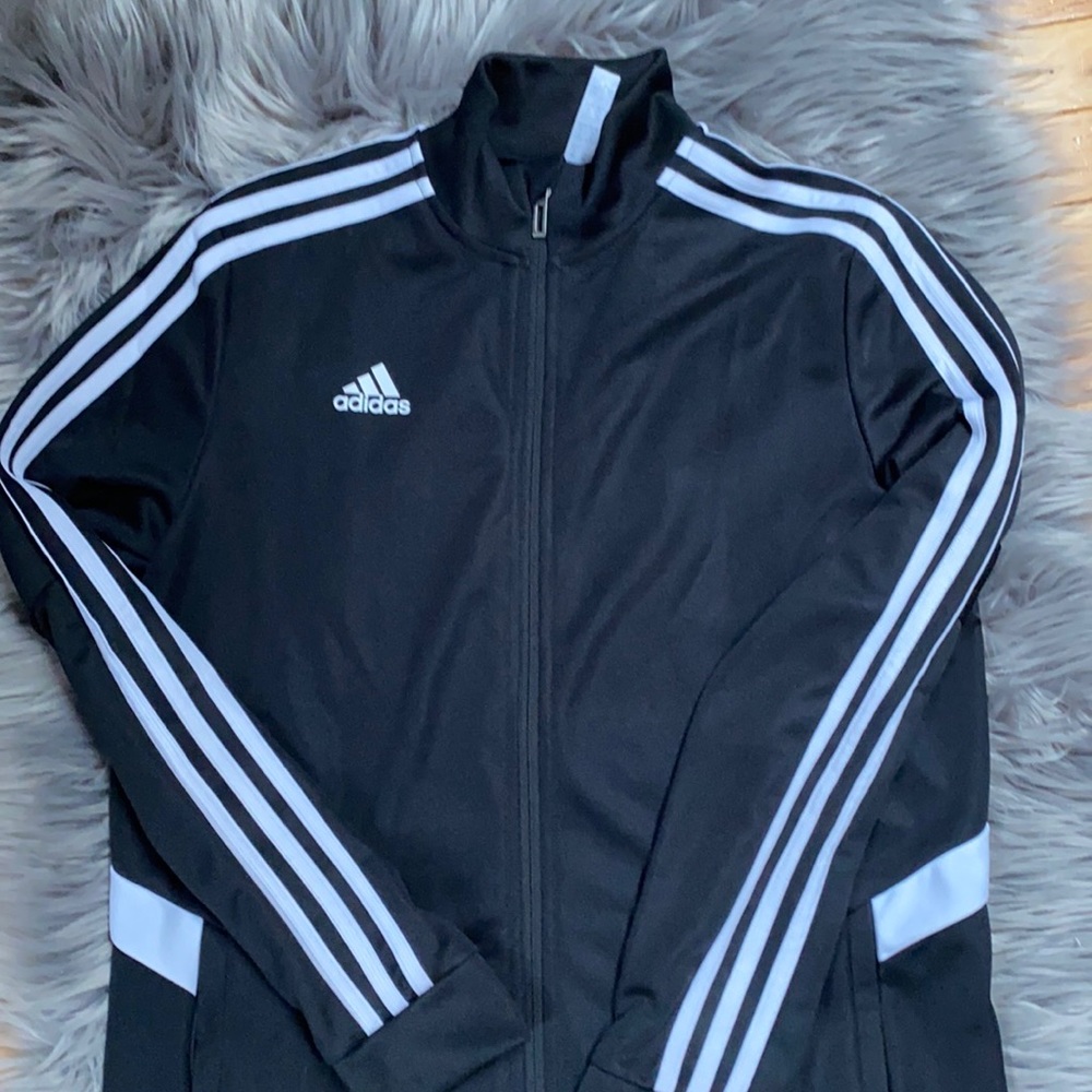 Adidas Womens Tiro Track Soccer Warm Up Jacket Black White 3 Stripes - Mint!